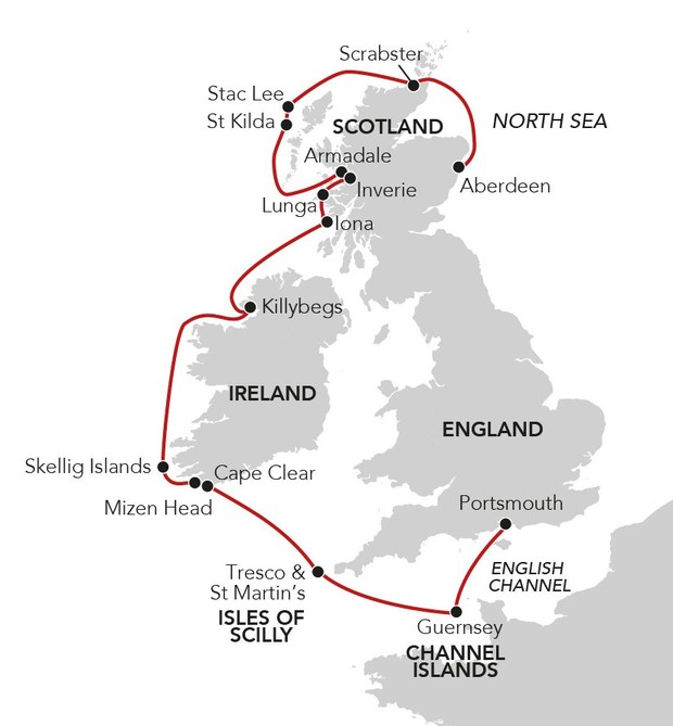 Map for Britain & Ireland Odyssey - Scotland, Ireland & England Cruise