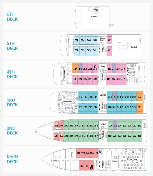 Cabin layout for American Cruise Line Ships