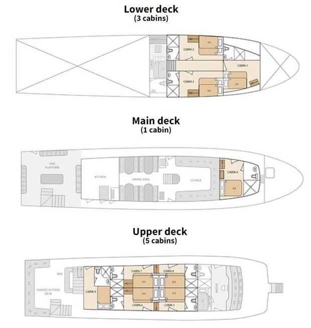 Cabin layout for Aqua Galapagos