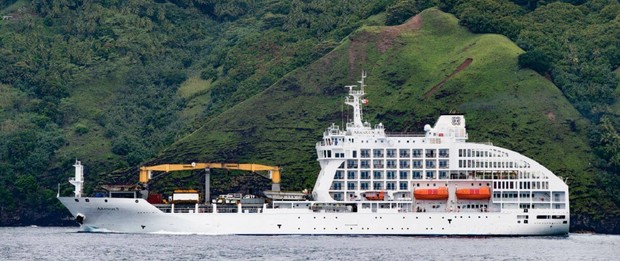 Aranui 5, the ship servicing Marquesas Islands, Tuamotu and Society Islands Cruise