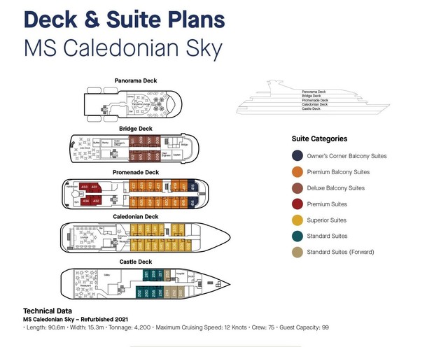 Cabin layout for Caledonian Sky