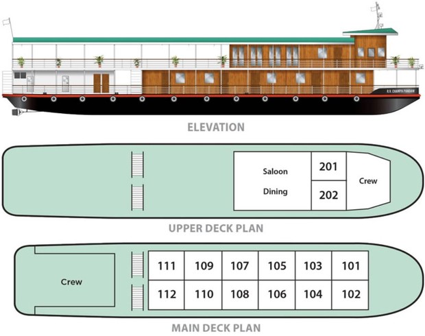 Cabin layout for Champa Pandaw
