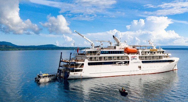 Coral Adventurer, the ship servicing Fiordland & The South Coast New Zealand Cruise