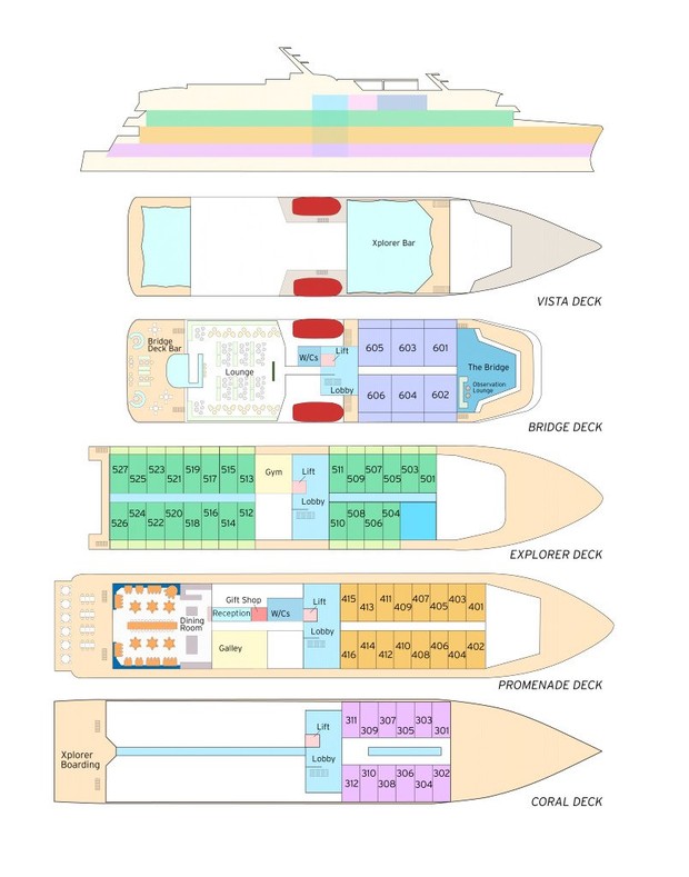 Cabin layout for Coral Geographer