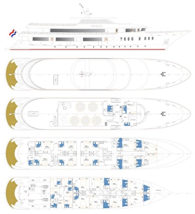 Cabin layout for Croatian Deluxe Superior Ships