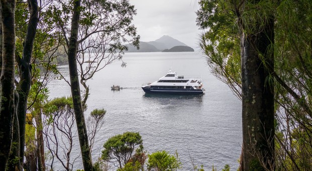 Fiordland Jewel, the ship servicing Fiordland / Te Wahipounamu New Zealand Cruise