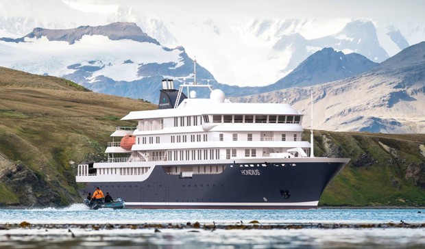 Hondius, the ship servicing Arctic Ocean Expedition, Aberdeen - Fair Isle - Jan Mayen - Ice edge - Spitsbergen - Birding