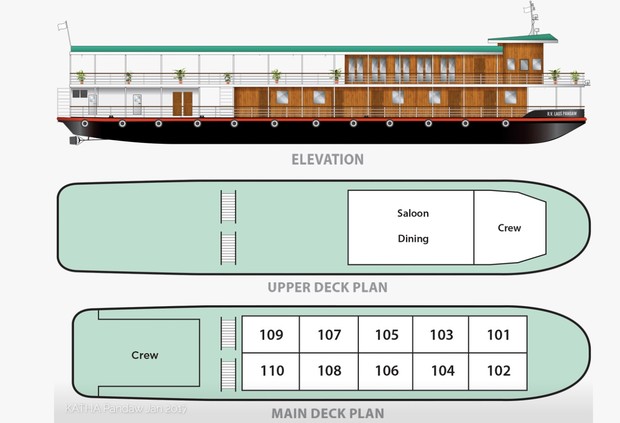 Cabin layout for Laos Pandaw