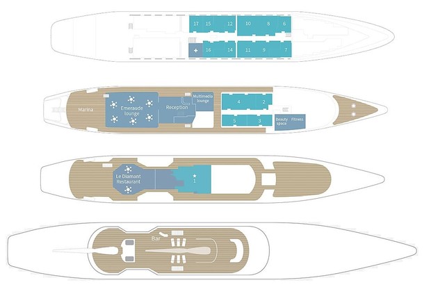 Cabin layout for Le Ponant