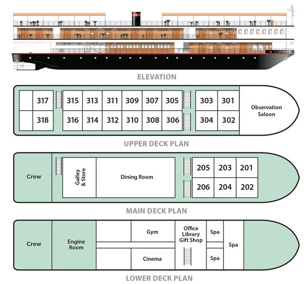 Cabin layout for Mekong Pandaw