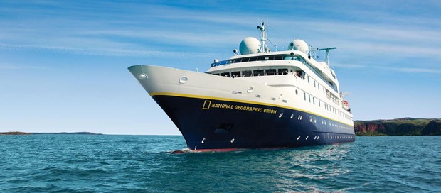 National Geographic Orion , the ship servicing Atlantic Island Chronicles: Exploring Cabo Verde, the Canary Islands, and the Azores