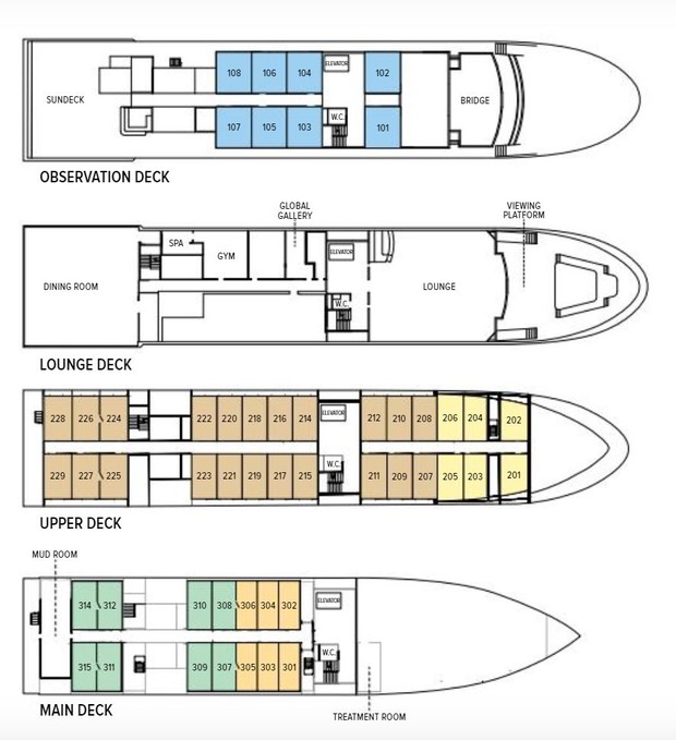 Cabin layout for National Geographic Venture