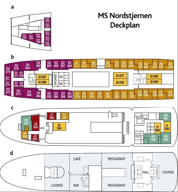 Cabin layout for Nordstjernen