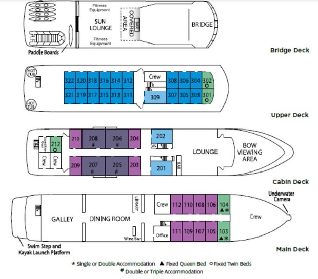 Cabin layout for Safari Endeavour