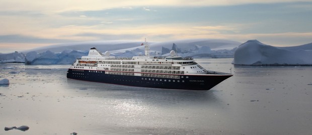 Silver Cloud, the ship servicing Fremantle to Valparaiso - 78 Day Grand South Pacific Voyage