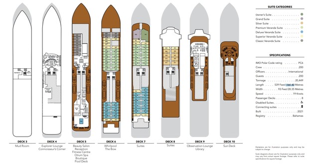 Cabin layout for Silver Endeavour