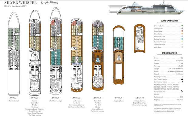 Cabin layout for Silver Whisper