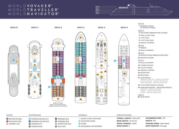 Cabin layout for World Voyager