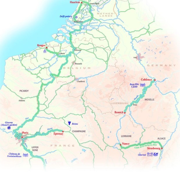 Map for Classic River France Cruise – Champagne