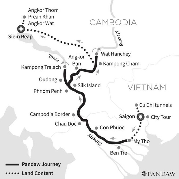 Map for Classic Vietnam & Cambodia Tour