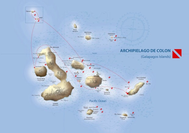 Map for Galapagos Dive Cruise - Enjoy The Best Diving in the World