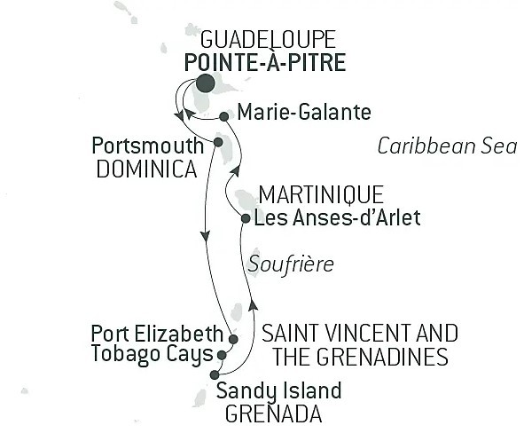 Map for Gliding the Waters of the Windward Islands - Luxury Caribbean Cruise
