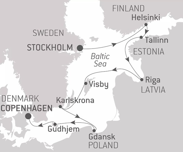 Map for Historic Cities of the Baltic Sea - Luxury Cruise