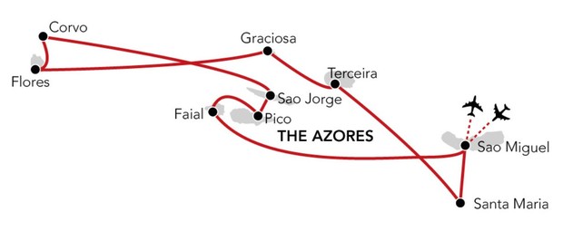 Map for Islands of the Azores - 10 Days Around the Azores Archipelago