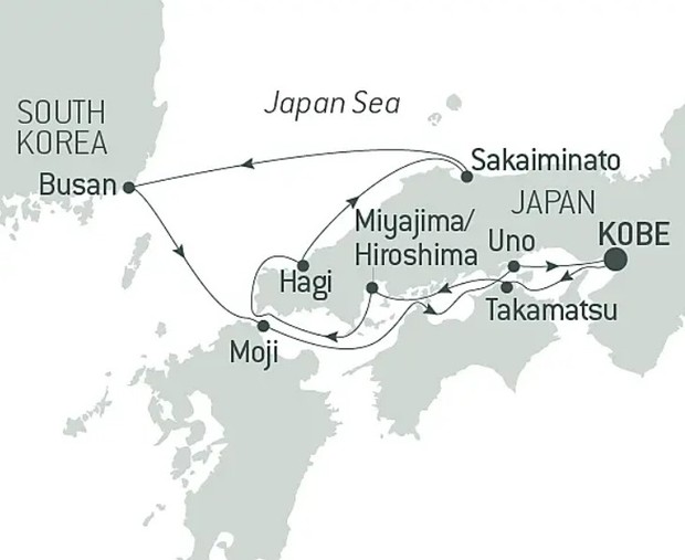 Map for Treasures of Japan by Sea – with Smithsonian Journeys