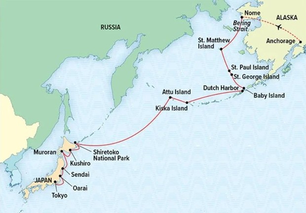 Map for A Journey from Nome to Tokyo: Ring of Fire to Ainu Culture