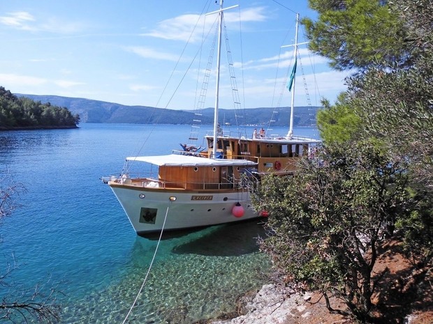 Traditional en-suite Croatian vessel, the ship servicing Naturist Cruise from Opatija