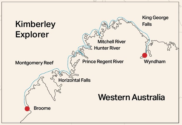 Map for Kimberley Explorer 11 Day Cruise