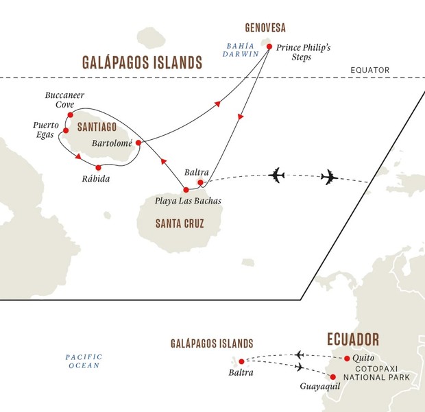 Map for Galápagos Islands - Nature and Wildlife Expedition Cruise