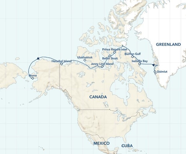 Map for Northwest Passage Expedition: Greenland to Alaska