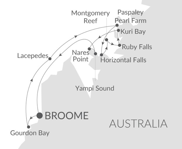 Map for The Pearling Coast - Australia's Kimberley Expedition