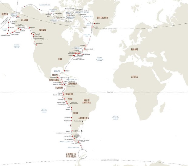 Map for Pole to Pole Adventure The Ultimate Bucket List Expedition Cruise