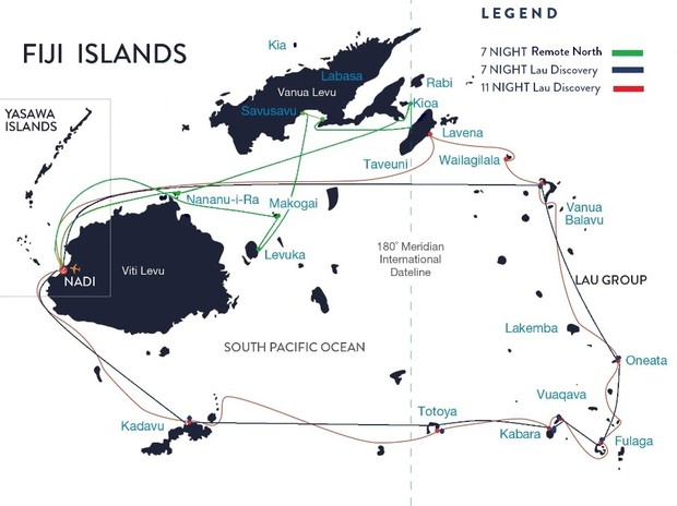 Map for Remote North Discovery - Fiji & South Pacific Cruise