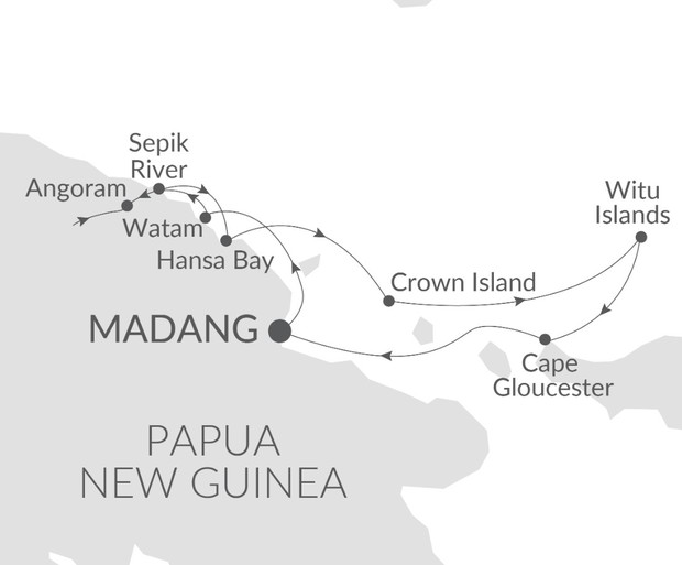 Map for Sepik River Secrets - Papua New Guinea Luxury Cruise