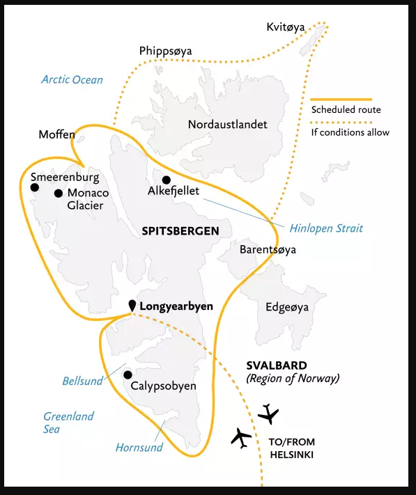 Map for Spitsbergen Circumnavigation - A Rite of Passage