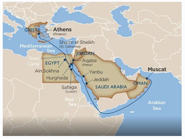 Map for Star Collector: Red Sea, Medley & Suez Canal Cruise
