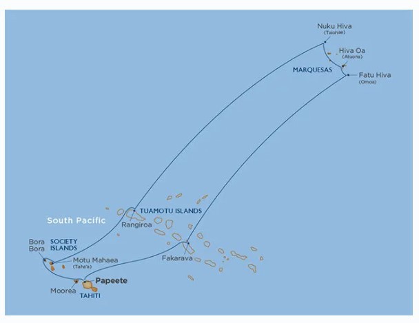 Map for Tahitian Treasures & Magnificent Marquesas Cruise
