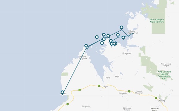 Map for Taste of the Kimberley - 4 Day Kimberley Cruise