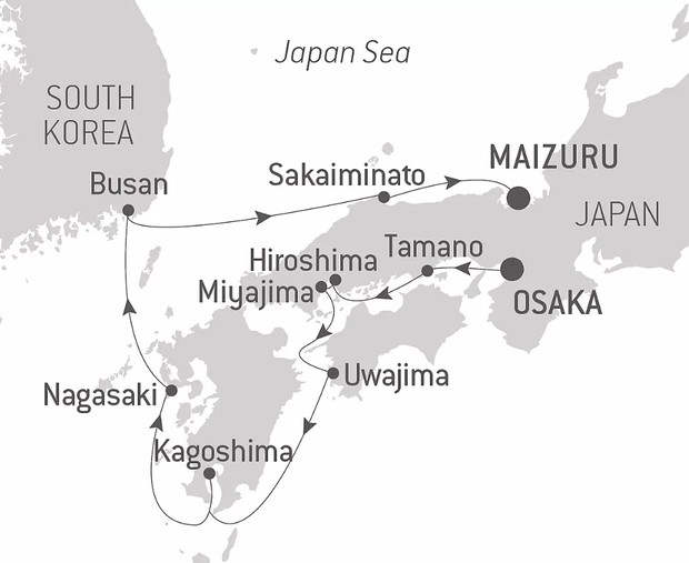 Map for The Best of Japan - From Maizuru To Osaka Luxury Cruise