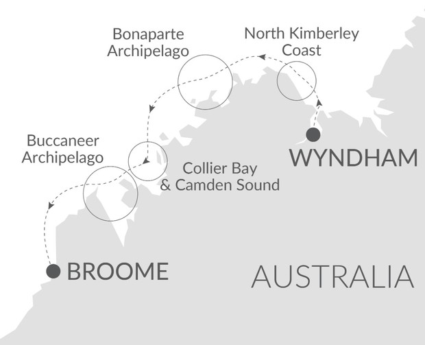 Map for The Kimberley You Haven’t Seen - Luxury Australia Cruise